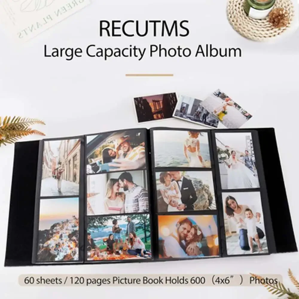 Photo Album 4X6 Leather Cover Large Capacity 600 Pockets Wedding Anniversary